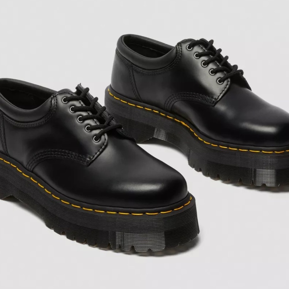 Dr. Marten Chanda 8053 LEATHER PLATFORM CASUAL SHOES Black 8